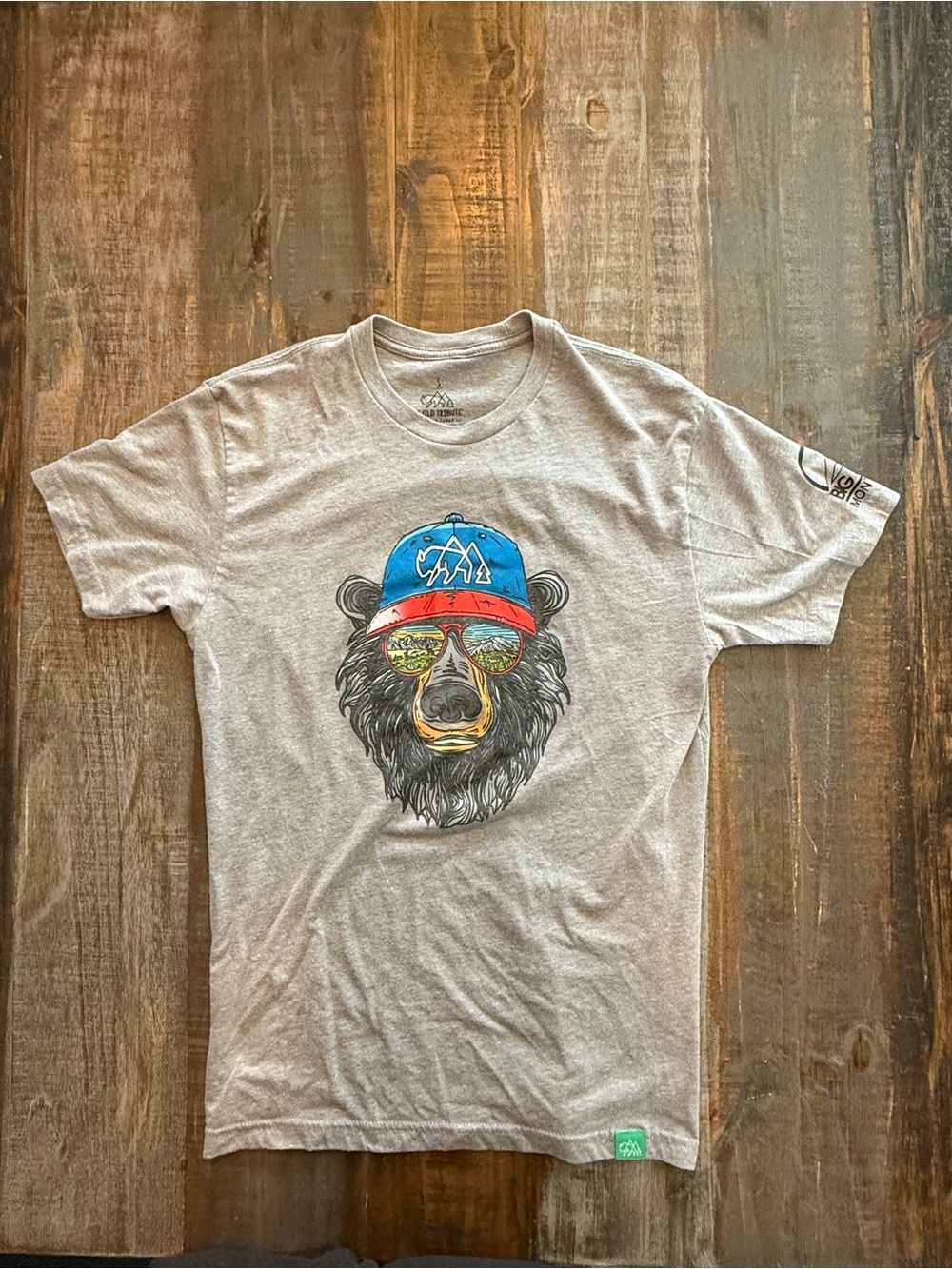 Men's Gray Wild Tribute Graphic Bear Tee